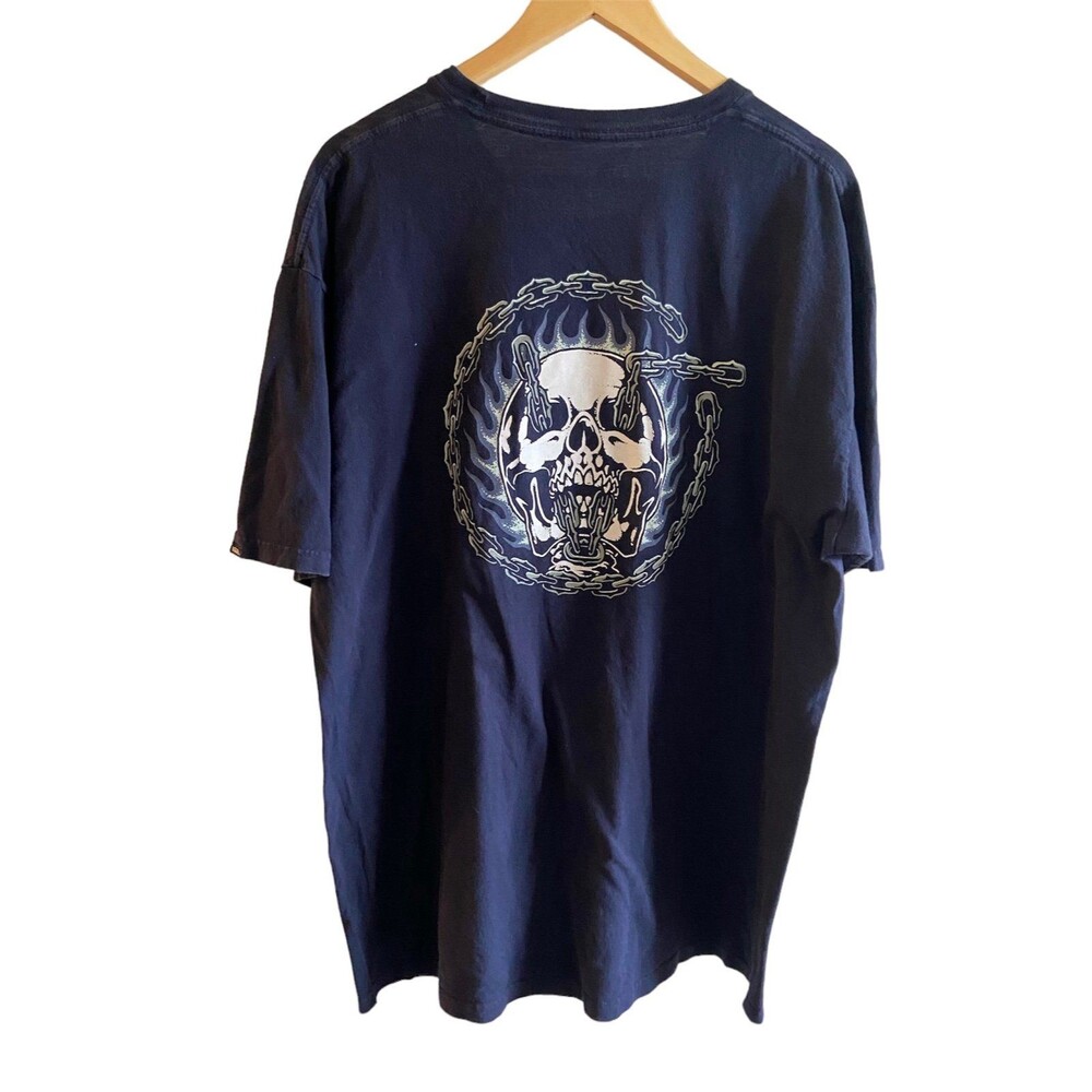Vans Men’s Skull Chains Goth Grunge Y2K Skateboarding Graphic Navy T-Shirt, XL - Picture 3 of 10